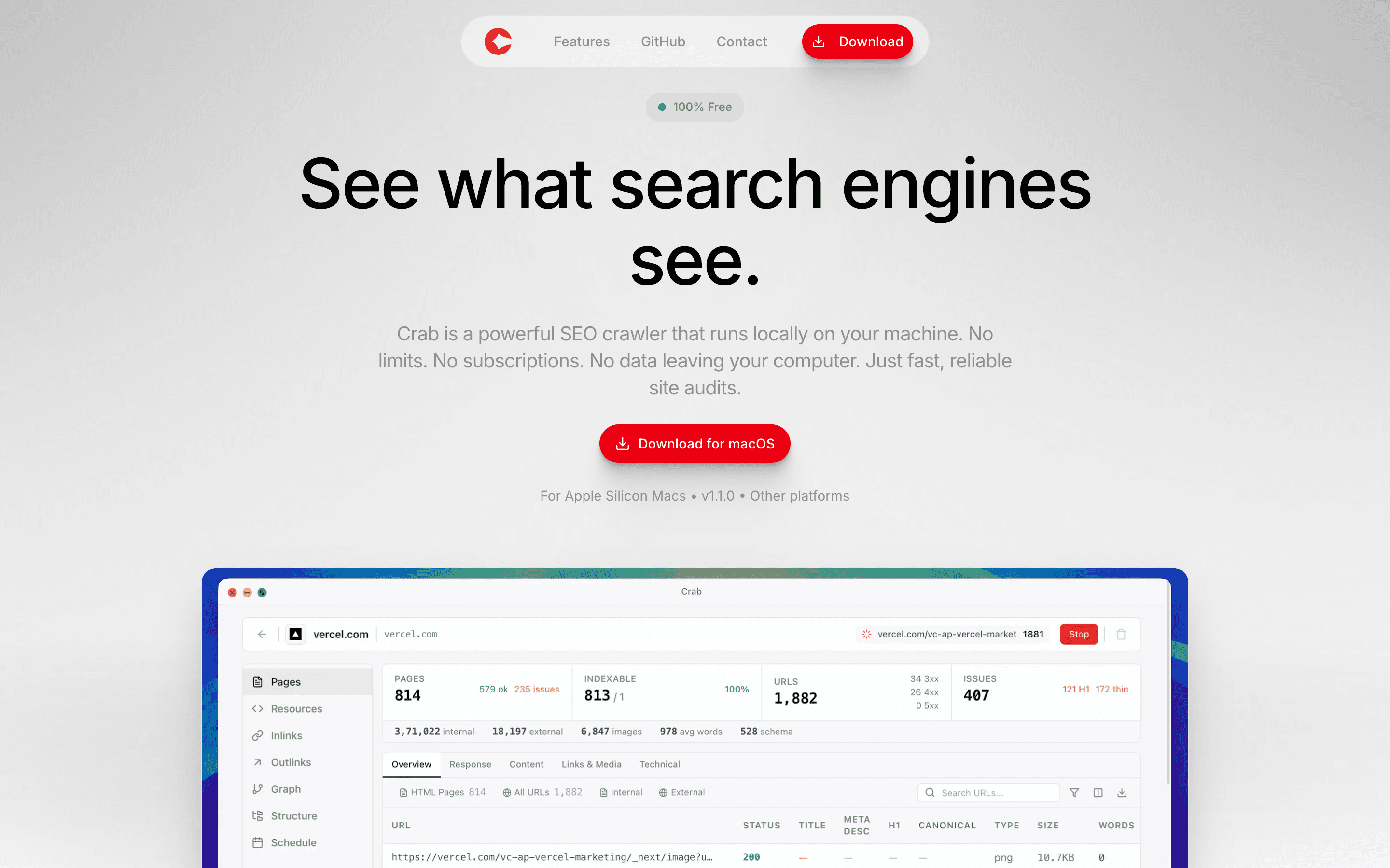 Crab - Free open-source SEO crawler